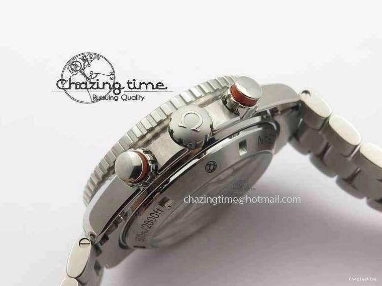 0517 Sophisticated Planet Ocean Master Chronometer Chrono SS OM 1:1 Best Edition Orange On SS Bracelet A 8156